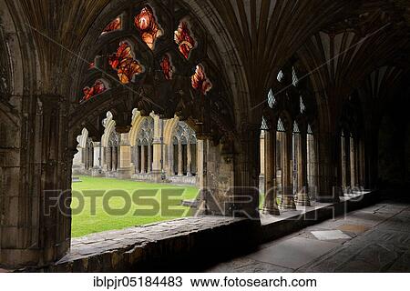 Stock Image - Cathedral, Cloister, Canterbury, County of Kent, England, Great Britain. Fotosearch