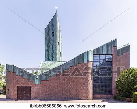 Stock Photograph - Catholic Parish Church of St. Paul, architect Gottfried Böhm, Bocholt, Münsterland, North Rhine-Westphalia, Germany, Europe. Fotosearch