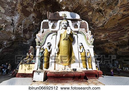 Cave filled with buddhas, Kawgun cave, Hpa-An, Kayin state, Myanmar, Asia View Large Photo Image Stock Image - Cave filled with buddhas, Kawgun cave, Hpa-An, Kayin state, Myanmar, Asia. Fotosearch