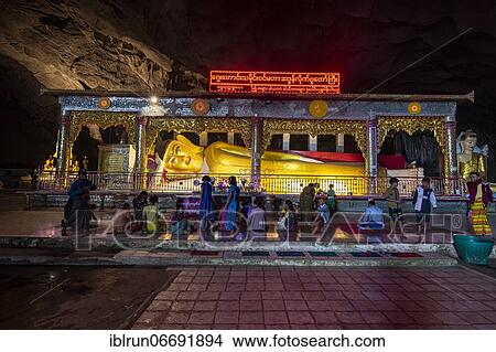Picture - Caved filled with buddhas, Saddan cave, Hpa-An, Kayin state, Myanmar, Asia. Fotosearch