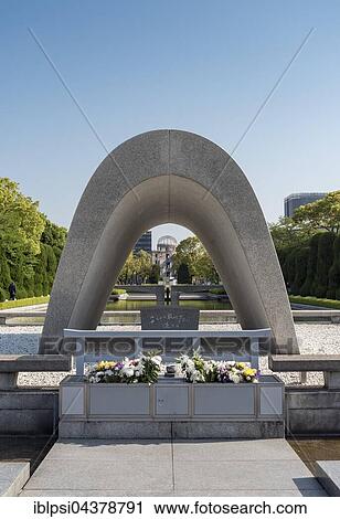 Cenotaph for A-Bomb Victims, Hiroshima Peace Memorial Park, Hiroshima, Japan, Asia View Large Photo Image Stock Image - Cenotaph for A-Bomb Victims, Hiroshima Peace Memorial Park, Hiroshima, Japan, Asia. Fotosearch