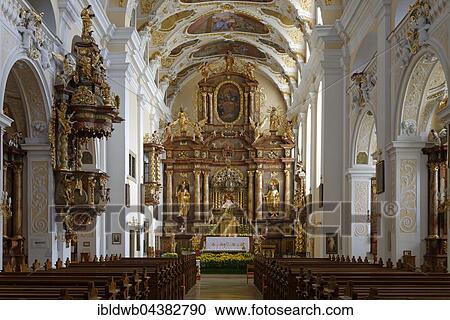 Stock Image - Chancel and high altar, around 1700, parish church, pilgrimage church Mariä Geburt, Frauenkirchen, Burgenland, Austria, Europe. Fotosearch