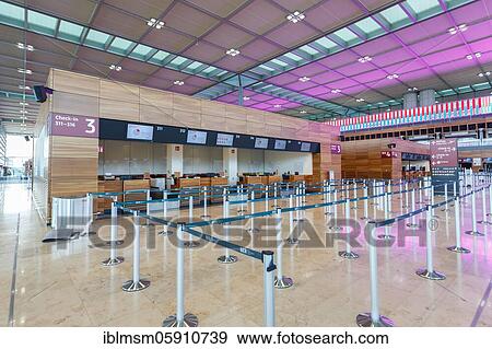Check in, New Berlin Brandenburg BER Willy Brandt Airport, Berlin, Germany, Europe View Large Photo Image Stock Photo - Check in, New Berlin Brandenburg BER Willy Brandt Airport, Berlin, Germany, Europe. Fotosearch