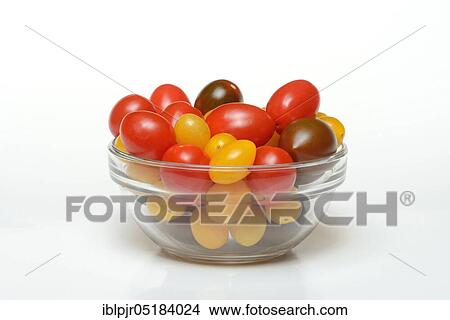 CherryTomatoes (Solanum lycopersicum) in glass bowl View Large Photo Image Picture - CherryTomatoes (Solanum lycopersicum) in glass bowl. Fotosearch