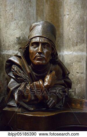 Stock Image - Choir stalls in the choir of Ulm Cathedral, Choir Stalls, Vergil, Ulm, Baden-Württemberg, Germany, Europe. Fotosearch