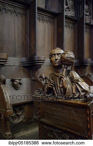 Stock Photograph - Choir stalls in the choir of Ulm Cathedral, Choir stalls, Ptolemy, Ulm, Baden-Württemberg, Germany, Europe. Fotosearch
