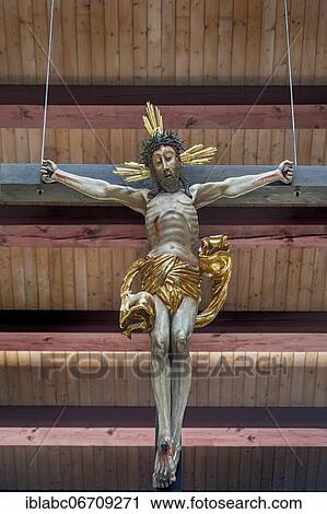 Christ figure at the cross, church St, Johann Baptist, Ismaning, Upper Bavaria, Bavaria, Germany, Europe View Large Photo Image Stock Image - Christ figure at the cross, church St, Johann Baptist, Ismaning, Upper Bavaria, Bavaria, Germany, Europe. Fotosearch