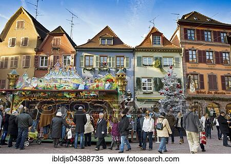 Christmas Market, Colmar, Alsace, France, Europe View Large Photo Image Stock Photography - Christmas Market, Colmar, Alsace, France, Europe. Fotosearch
