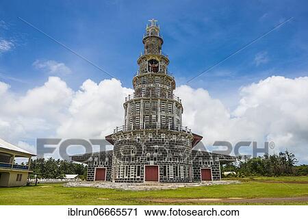 Stock Image - Church of the Sacred Heart, Matautu, Wallis Island, Wallis and Futuna, Melanesia, South Pacific, Oceania. Fotosearch