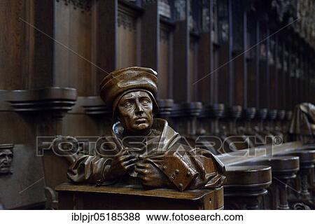 Stock Photo - Church pews in the choir of Ulm Cathedral, Choir Stalls, Quintilian, Ulm, Baden-Württemberg, Germany, Europe. Fotosearch