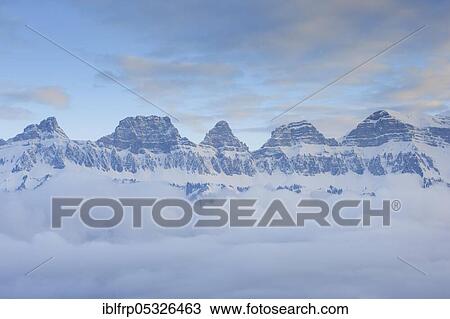 Stock Image - Churfirsten, Fruemsel, Frümsel, 2267m, Brisi, 227 m, Zuestoll, 2235m, Schibenstoll, 2236m, Hinterrugg, 2306 m, Switzerland, Europe. Fotosearch