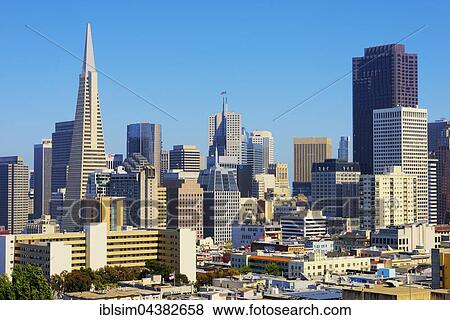 Stock Photo - City centre and Transamerica Pyramid, San Francisco, California, USA, North America. Fotosearch