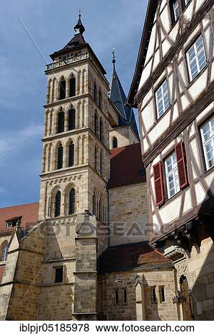 City church St. Dionys and half-timbered house, Esslingen am Neckar, Baden-Württemberg, Germany, Europe View Large Photo Image Stock Photo - City church St. Dionys and half-timbered house, Esslingen am Neckar, Baden-Württemberg, Germany, Europe. Fotosearch