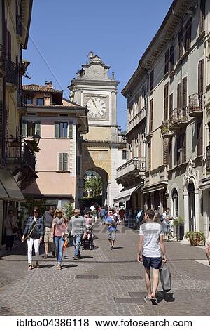 City gate, Porta dell'orologio, Salo, Lake Garda, Province of Brescia, Lombardy, Italy, Europe View Large Photo Image Stock Photo - City gate, Porta dell'orologio, Salo, Lake Garda, Province of Brescia, Lombardy, Italy, Europe. Fotosearch