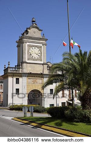 Stock Photograph - City gate, Porta dell'orologio, Salo, Lake Garda, Province of Brescia, Lombardy, Italy, Europe. Fotosearch