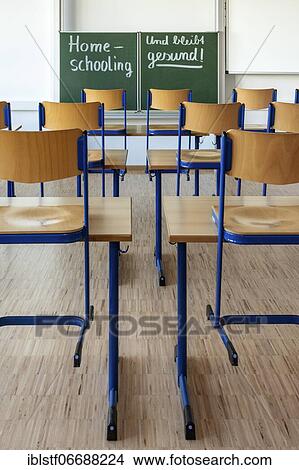 Classroom, empty, school in lockdown View Large Photo Image Picture - Classroom, empty, school in lockdown. Fotosearch