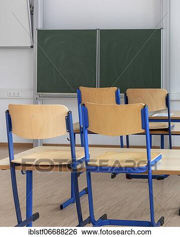 Stock Photograph - Classroom, empty, school in lockdown. Fotosearch