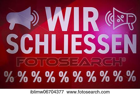 Stock Photo - Clearance sale due to closure of business, discount battle in shop window, SALE, price reductions, Stuttgart, Baden-Württemberg, Germany, Europe. Fotosearch