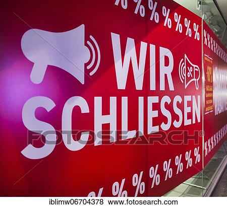 Stock Photo - Clearance sale due to closure of business, discount battle in shop window, SALE, price reductions, Stuttgart, Baden-Württemberg, Germany, Europe. Fotosearch
