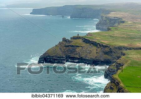 Cliffs of Moher, County Clare, Atlantic Ocean, Ireland, Europe View Large Photo Image Stock Photo - Cliffs of Moher, County Clare, Atlantic Ocean, Ireland, Europe. Fotosearch
