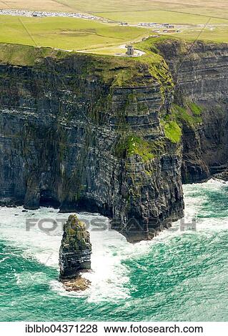 Cliffs of Moher, O'Brian's Tower, lookout tower, rocky coastline, County Clare, Ireland, Europe View Large Photo Image Stock Photo - Cliffs of Moher, O'Brian's Tower, lookout tower, rocky coastline, County Clare, Ireland, Europe. Fotosearch