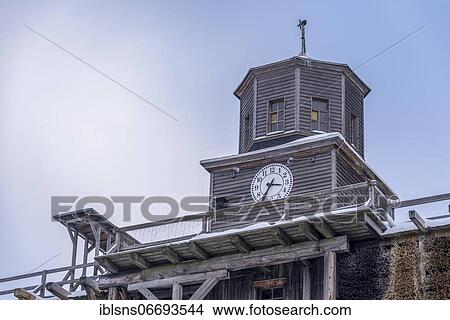 Picture - Clock tower, graduation house Schönebeck-Salzelmen, Germany's oldest brine spa, Schönebeck, Saxony-Anhalt, Germany, Europe. Fotosearch