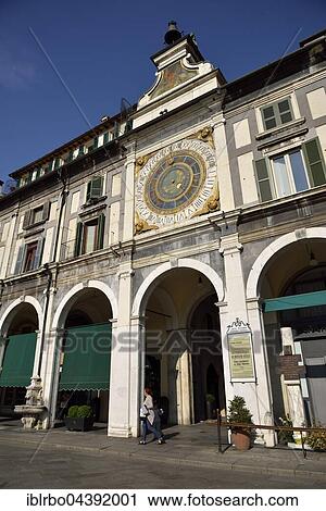 Clock tower with historical astronomical clock, Piazza della Loggia, Province of Brescia, Lombardy, Italy, Europe View Large Photo Image Stock Image - Clock tower with historical astronomical clock, Piazza della Loggia, Province of Brescia, Lombardy, Italy, Europe. Fotosearch