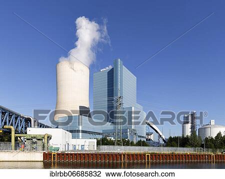 Stock Image - Coal-fired power plant, Datteln power station, Unit 4, Dortmund-Ems Canal, Datteln, Ruhr Area, North Rhine-Westphalia, Germany, Europe. Fotosearch