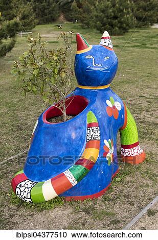 Colourful cat flower-pot, sculpture by Niki de Saint Phalle, Naoshima, Japan, Asia View Large Photo Image Stock Image - Colourful cat flower-pot, sculpture by Niki de Saint Phalle, Naoshima, Japan, Asia. Fotosearch