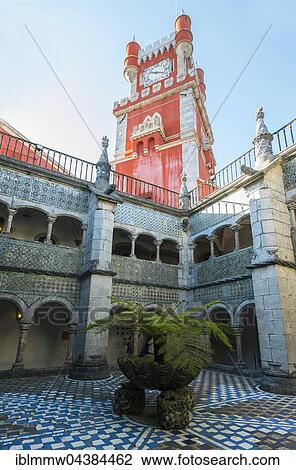 Courtyard, Palácio Nacional da Pena, Pena National Palace, Sintra, Portugal, Europe View Large Photo Image Stock Image - Courtyard, Palácio Nacional da Pena, Pena National Palace, Sintra, Portugal, Europe. Fotosearch