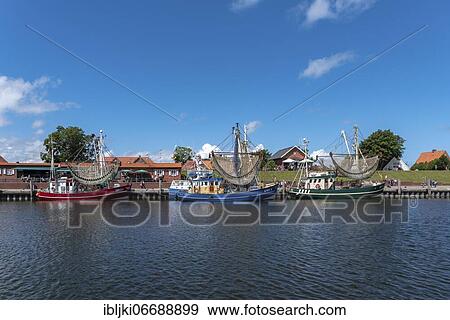 Stock Photo - Crab cutter in the fishing harbour, Greetsiel, Lower Saxony, Germany, Europe. Fotosearch