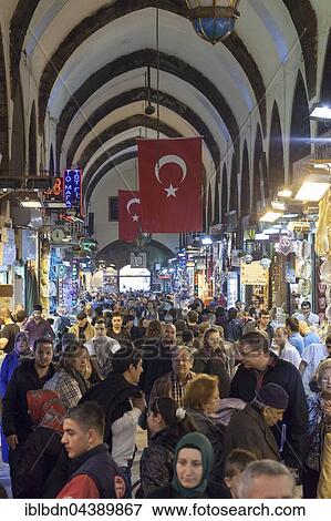 Stock Photo - Crowd, Grand Bazaar, Istanbul, Turkey, Asia. Fotosearch