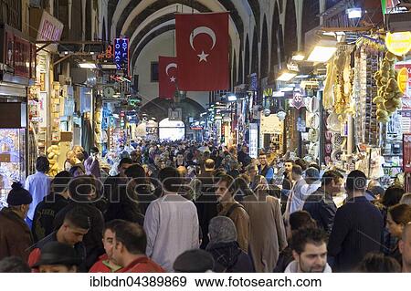 Stock Photo - Crowd, Grand bazaar, Istanbul, Turkey, Asia. Fotosearch