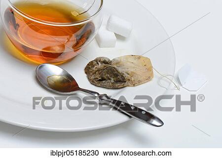 Stock Image - Cup of tea with tea bag. Fotosearch