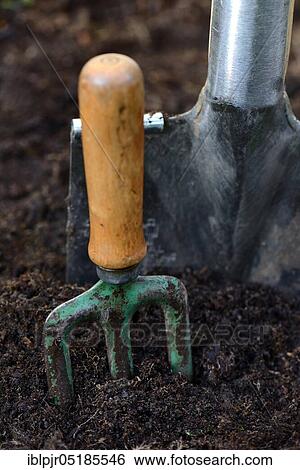 Stock Photograph - Digging fork, hand fork, garden fork. Fotosearch