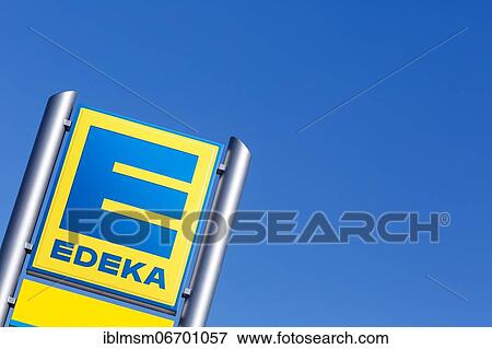 Edeka logo symbol sign supermarket food store shop, Germany, Europe View Large Photo Image Stock Photo - Edeka logo symbol sign supermarket food store shop, Germany, Europe. Fotosearch