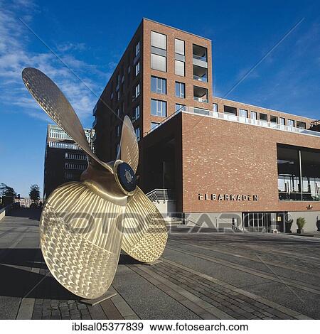 Stock Photo - Elbarkaden in the HafenCity of Hamburg, Germany, Europe. Fotosearch
