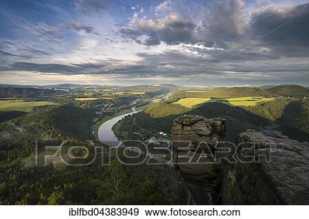 Elbsandsteingebirge and the river Elbe, seen from Lilienstein, Königstein, Saxony, Germany, Europe View Large Photo Image Stock Photo - Elbsandsteingebirge and the river Elbe, seen from Lilienstein, Königstein, Saxony, Germany, Europe. Fotosearch