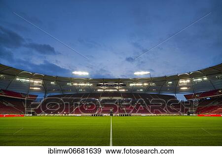 Empty football stadium, grandstand, blue hour, Mercedes-Benz Arena, Stuttgart, Baden-Württemberg, Germany, Europe View Large Photo Image Stock Photo - Empty football stadium, grandstand, blue hour, Mercedes-Benz Arena, Stuttgart, Baden-Württemberg, Germany, Europe. Fotosearch