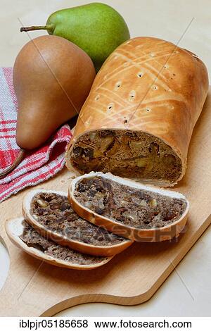 Stock Photo - Engadine pear bread, Engadine, Switzerland, Europe. Fotosearch