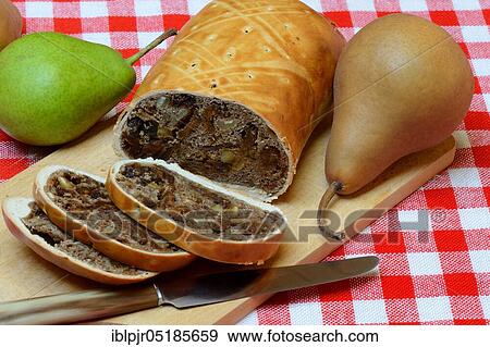 Stock Photo - Engadine pear bread, Engadine, Switzerland, Europe. Fotosearch