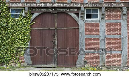 Entrance gate to Fachwerkhof, County of Vechta, Oldenburger Münsterland, Lower Saxony, Germany, Europe View Large Photo Image Stock Photography - Entrance gate to Fachwerkhof, County of Vechta, Oldenburger Münsterland, Lower Saxony, Germany, Europe. Fotosearch