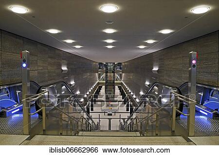 Stock Photograph - Entrance to the new station Unter den Linden of the underground line U5, Berlin, Germany, Europe. Fotosearch