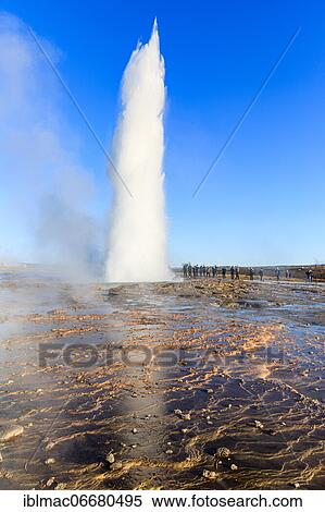 Eruption of the geyser Strokkur, geothermal area Haukadalur, Golden Circle, South Iceland, Iceland, Europe View Large Photo Image Stock Photography - Eruption of the geyser Strokkur, geothermal area Haukadalur, Golden Circle, South Iceland, Iceland, Europe. Fotosearch
