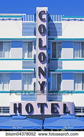 Facade, Colony Hotel on Ocean Drive, Miami, South Beach, Miami, Florida, USA, North America View Large Photo Image Stock Image - Facade, Colony Hotel on Ocean Drive, Miami, South Beach, Miami, Florida, USA, North America. Fotosearch