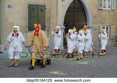 Stock Photo - Fasnachts group with flutes, piccolos, Basel, Switzerland, Europe. Fotosearch