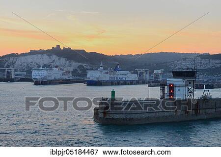 Ferry port and chalk cliffs, Dover Castle, County of Kent, England, Great Britain View Large Photo Image Stock Photo - Ferry port and chalk cliffs, Dover Castle, County of Kent, England, Great Britain. Fotosearch