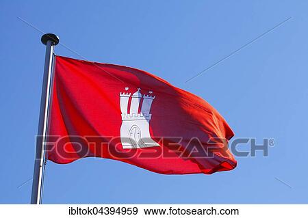 Stock Photo - Flag of Free and Hanseatic City of Hamburg, Germany, Europe. Fotosearch