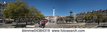 Fountain, bronze fountain with monument Dom Pedro IV., National Theatre on the Rossio Square, Lisbon, Portugal, Europe View Large Photo Image Stock Photo - Fountain, bronze fountain with monument Dom Pedro IV., National Theatre on the Rossio Square, Lisbon, Portugal, Europe. Fotosearch