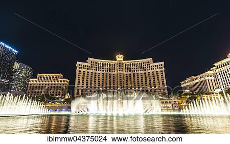 Picture - Fountains in front of Bellagio Hotel, luxury hotel, Las Vegas Strip, Las Vegas Boulevard, Las Vegas, Nevada, USA, North America. Fotosearch